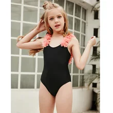 Riseado цветочный дизайн купальный костюм черный купальник Детский