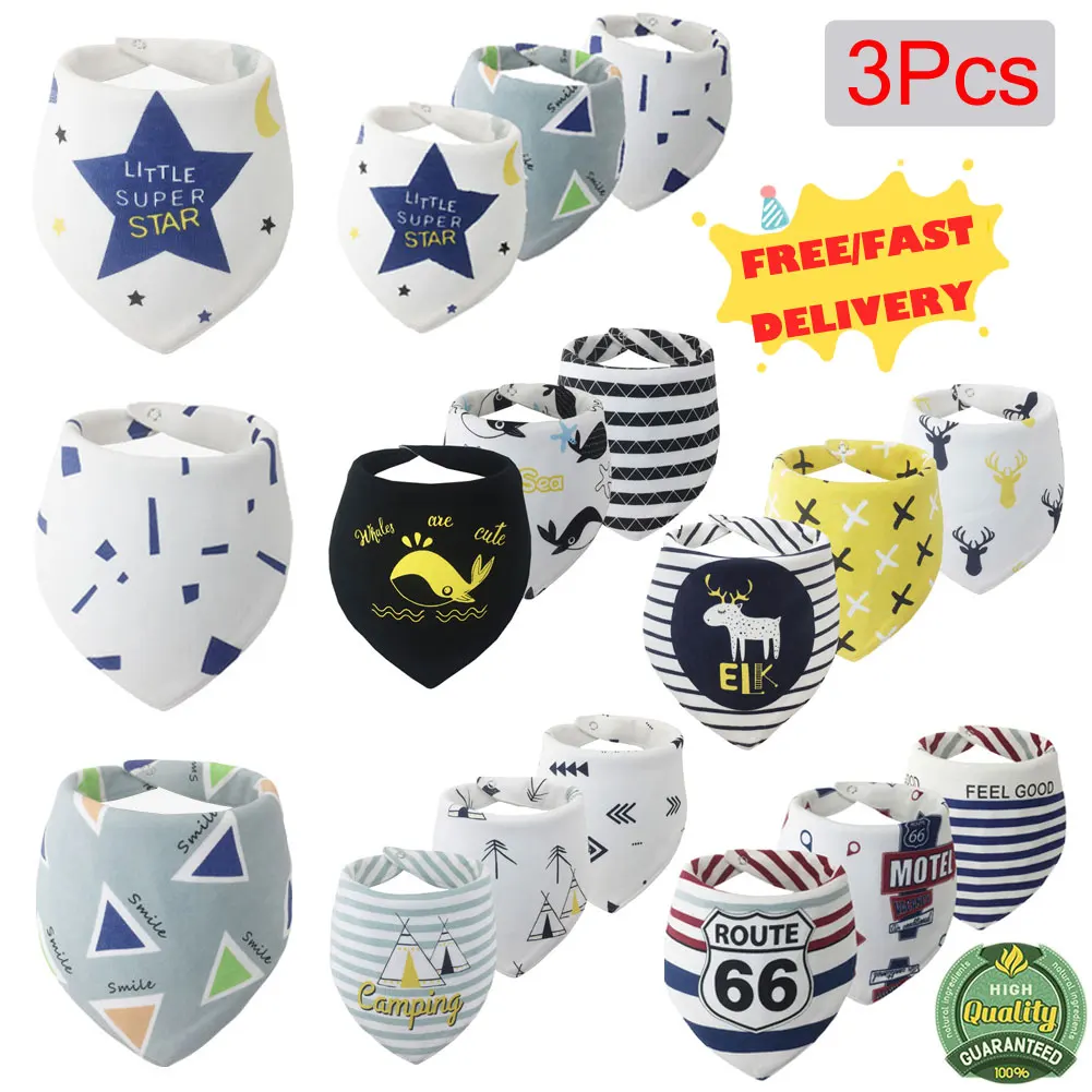 Хлопок 3-Pack детский нагрудник для кормления бандана слюнявчик Слюнявчик и прорезывание зубов