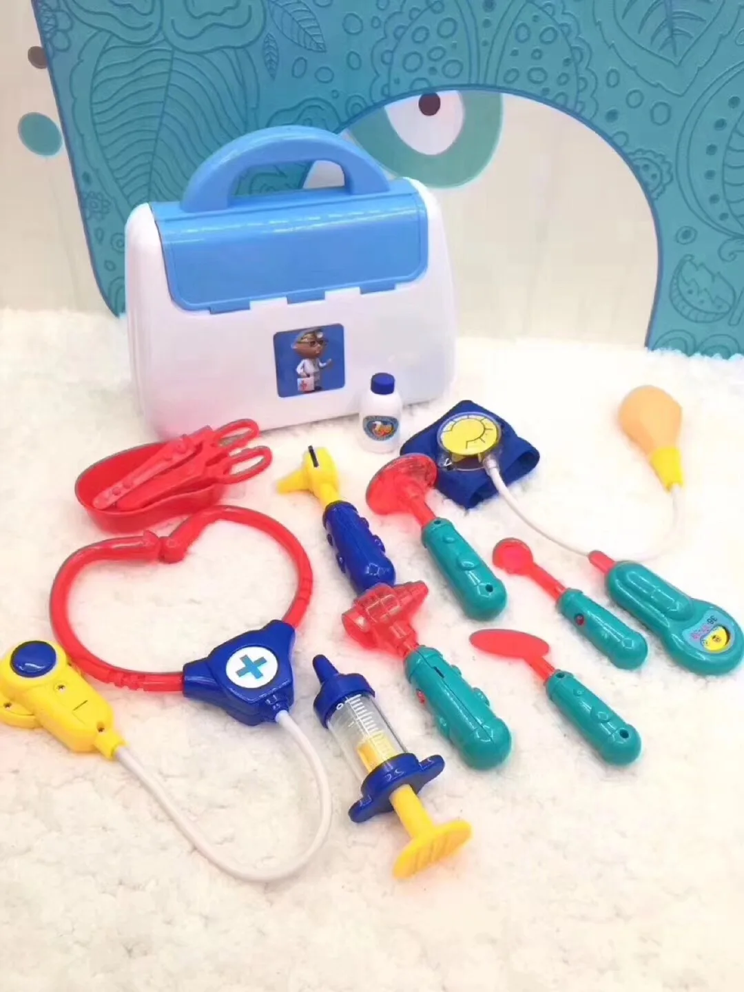 

Douyin Celebrity Style Medicine Cabinet Doctor Out-call 13 Pieces Set Children Play House Model Sound And Light Doctor Set Toy