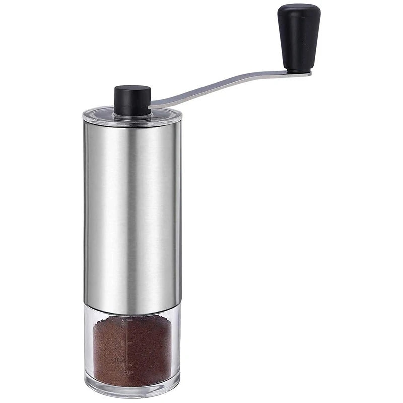 

Coffee Grinder with Adjustable Ceramic Conical Burr Brushed Stainless Steel Hand Crank Mill for Drip Coffee, Espresso, French Pr