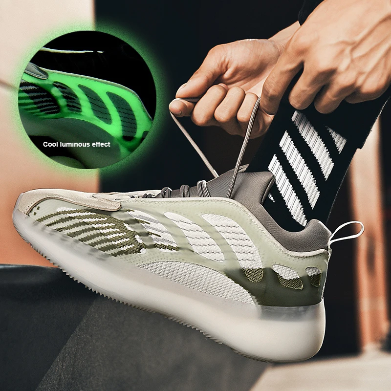 men running shoes glowing Sneakers Man light up shoes fashion sport shoes Luminous mesh male walking footwear size 39-45