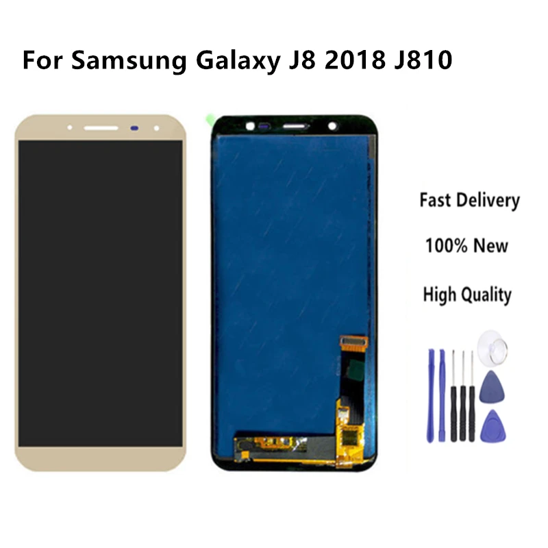 

Top quality For Samsung Galaxy J8 2018 J810 SM-J810 LCD Display Touch Screen Digitizer Assembly TFT Gold Color +Tools