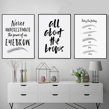 

Eyebrow Shapes Print Makeup Wall Art Canvas Painting Black and White Fashion Poster Make Up Beauty Wall Picture Girls Room Decor