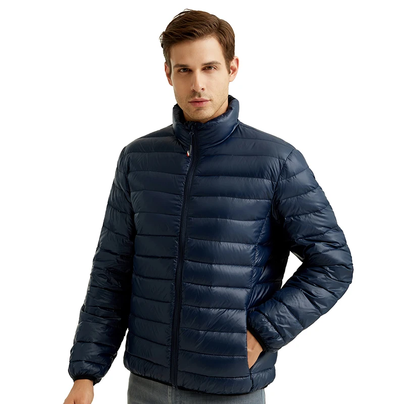 Men's Down Jacket Lightweight Packable Waterproof Coat Hooded Puffer Jacket