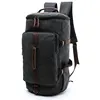 Men Large Capacity Cylinder Backpacks Canvas Luggage Shoulder Bags Duffle Travel Waterproof Solid Leather Casual Case ► Photo 1/6
