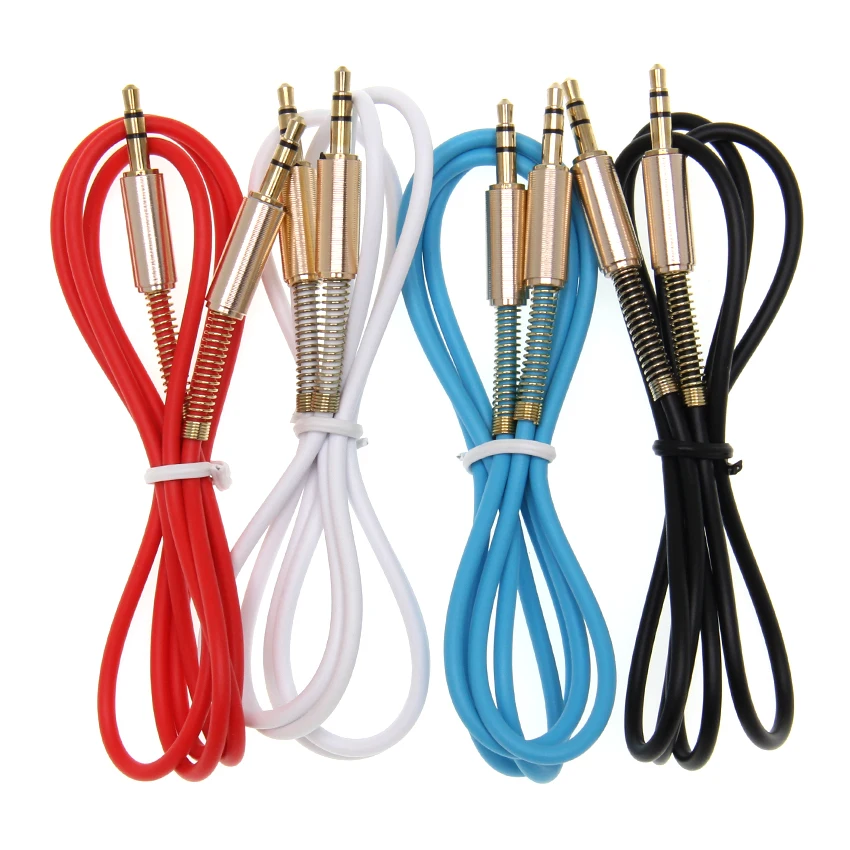 3 5mm Jack Aux Cable 1m Car Spring Audio Cables Gold Plated Speaker Male to Male AUX Cord for Phone Headphone MP3 4