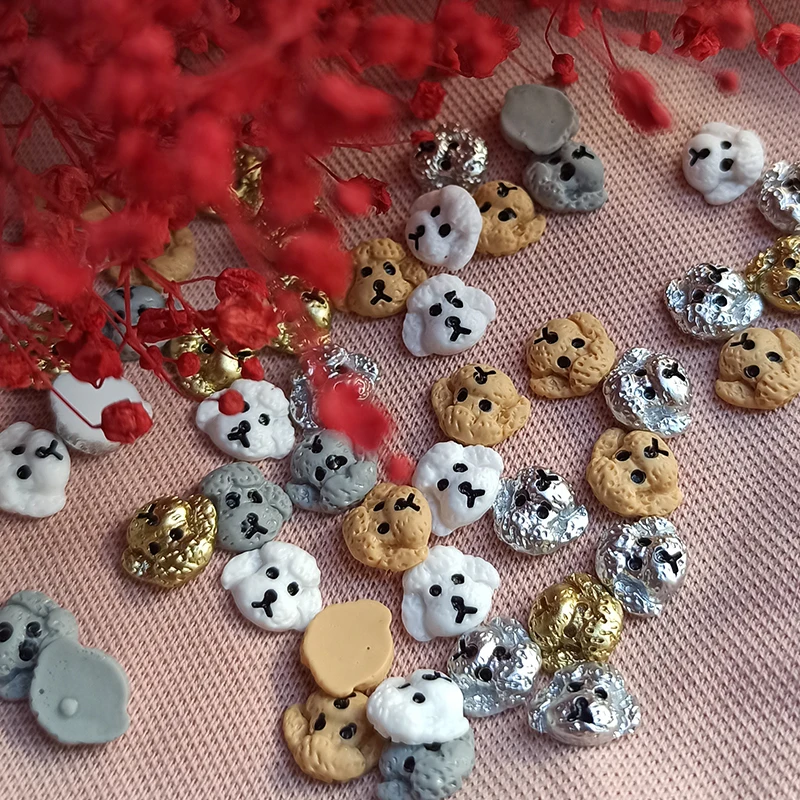 Resin Cartoon Dog Nail Art Decoration Flat Back Cute Embossed Puppy 3D Fingernail DIY Accessories 30/100PCS 4