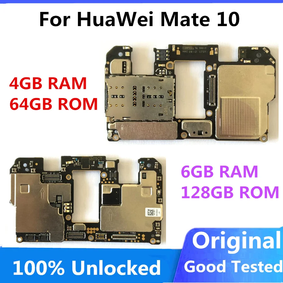 Оригинальная материнская плата для HUAWEI Mate 10 разблокированная 64 ГБ 128 полная