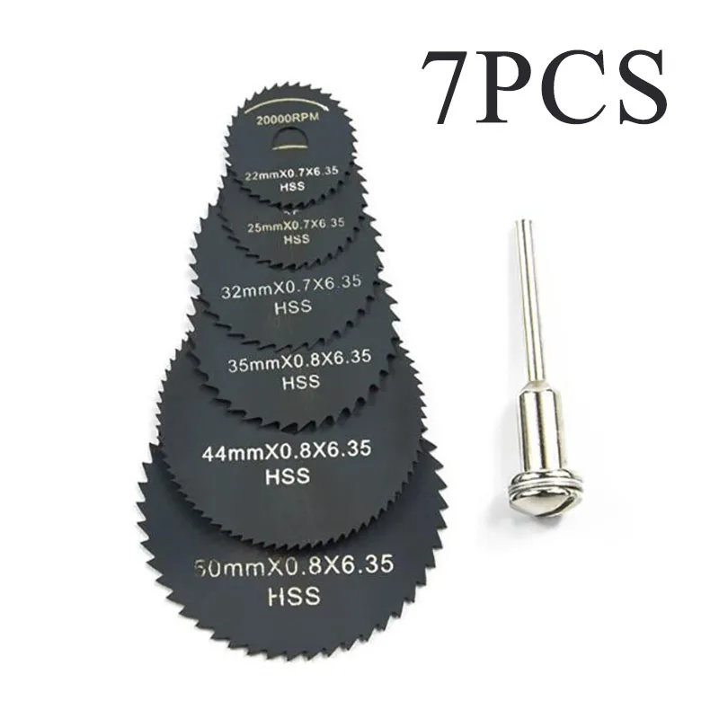 7pcs/set Saw Blades Rotary Tool High Speed Steel For Wood Metal Cutting Disc Kit