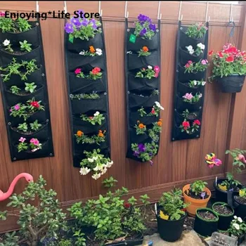 

100*30cm Vertical Garden Planter Wall-mounted Planting Flower Grow Bag 7 Pocket Vegetable Living Garden Bag Home Supplies D30
