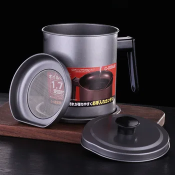 

Stainless Steel Kitchen Oil Filter Pot Pig Jar Frying Filter Leak-Proof Japanese-Style Oil Residue Filter Pot