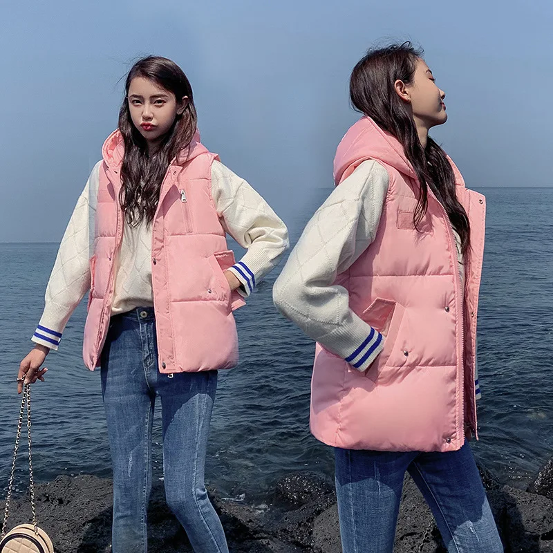 

2019 Autumn And Winter New Style down Feather Cotton Vest Women's Korean-style Loose-Fit Short Waistcoat Sleeveless Vest Cotton
