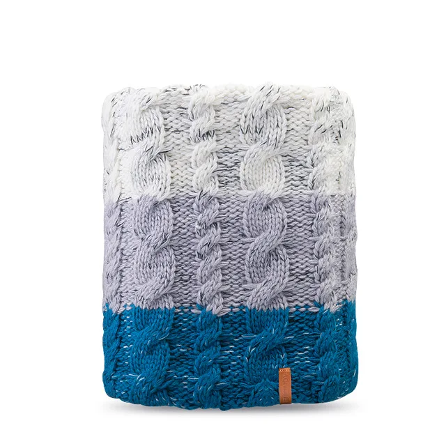 Blue Scarf AONIJIE для взрослых детей Толстая шапка зимняя флисовая вязанная шапка с манжетой Череп Кепка круглый снуд для катания на лыжах бега - Цвет: Blue Scarf