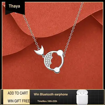 

Thaya Gold Fish Necklace Silver Shape White Zircon Pendant Necklace Koi Necklace 45cm Chain For Women Fine Jewelry Party Gift