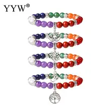 Драгоценный камень бусины браслеты для женщин Pulseiras повязки Многоцветный дерево ожерелье в виде цветов Полые эластичная цепь парный браслет 7,5 дюймов