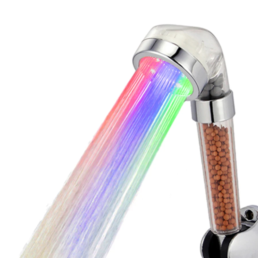 

Hand Hold LED Light Filter Ball Rain Shower Head Temperature Control Sprayer Pure Bathroom High Pressure Water Saving Sprinklers