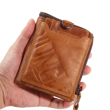 

PI Uncle Genuine Leather Wallet Men Coin Purse RFID Card Holder Male Walet Purse Small Pocket Money Bag Zipper Wallet Gifts