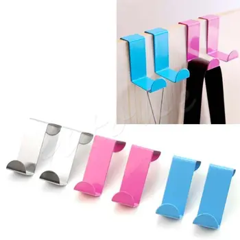 

2pcs Stainless Steel Self Home Door Stick Holder Hanger Clothes Hooks