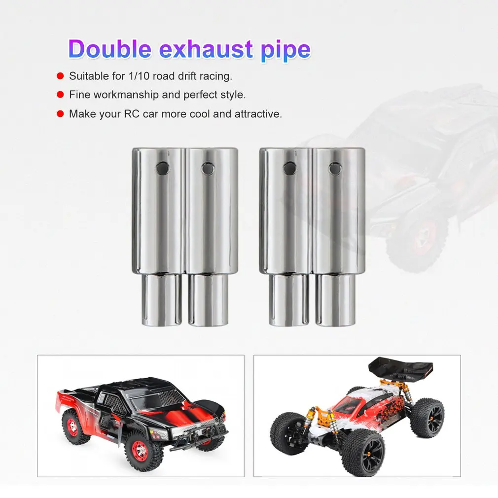 

Plastic Simulation Double Output Exhaust Pipe for 1/10 RC Racing Drift Car Toy Engine Spare Parts Accessories Silver