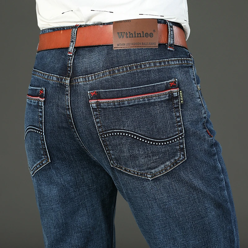 Pantalones vaqueros elásticos para hombre, Jeans clásicos de negocios, estilo clásico, para primavera y otoño, 2021