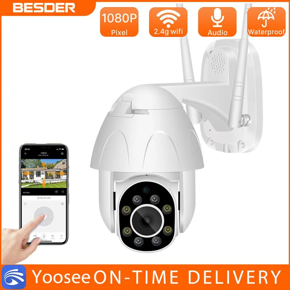 

BESDER Yoosee 1080P PTZ Camera WiFi IP Camera Outdoor IP66 Waterproof Security CCTV Camera Two-Way Audio SD Card Slot Wireless