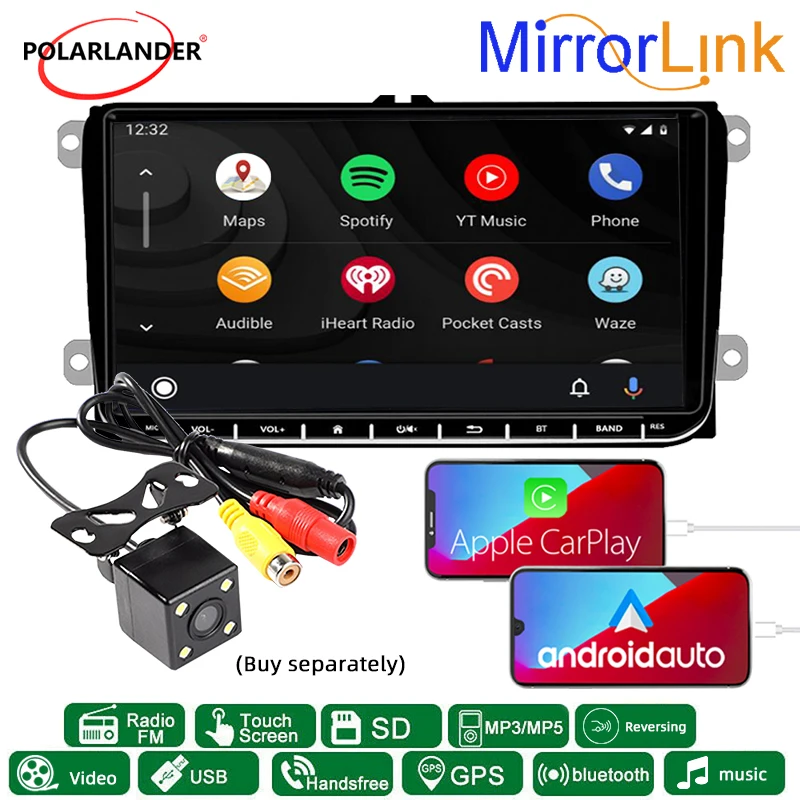 

Car Radio 2 Din GPS Navigation 1+16G Bluetooth 9 Inch FM Android Built-in Carplay WIFI For Bora Golf VW Polo Passat B6 B7 Touran