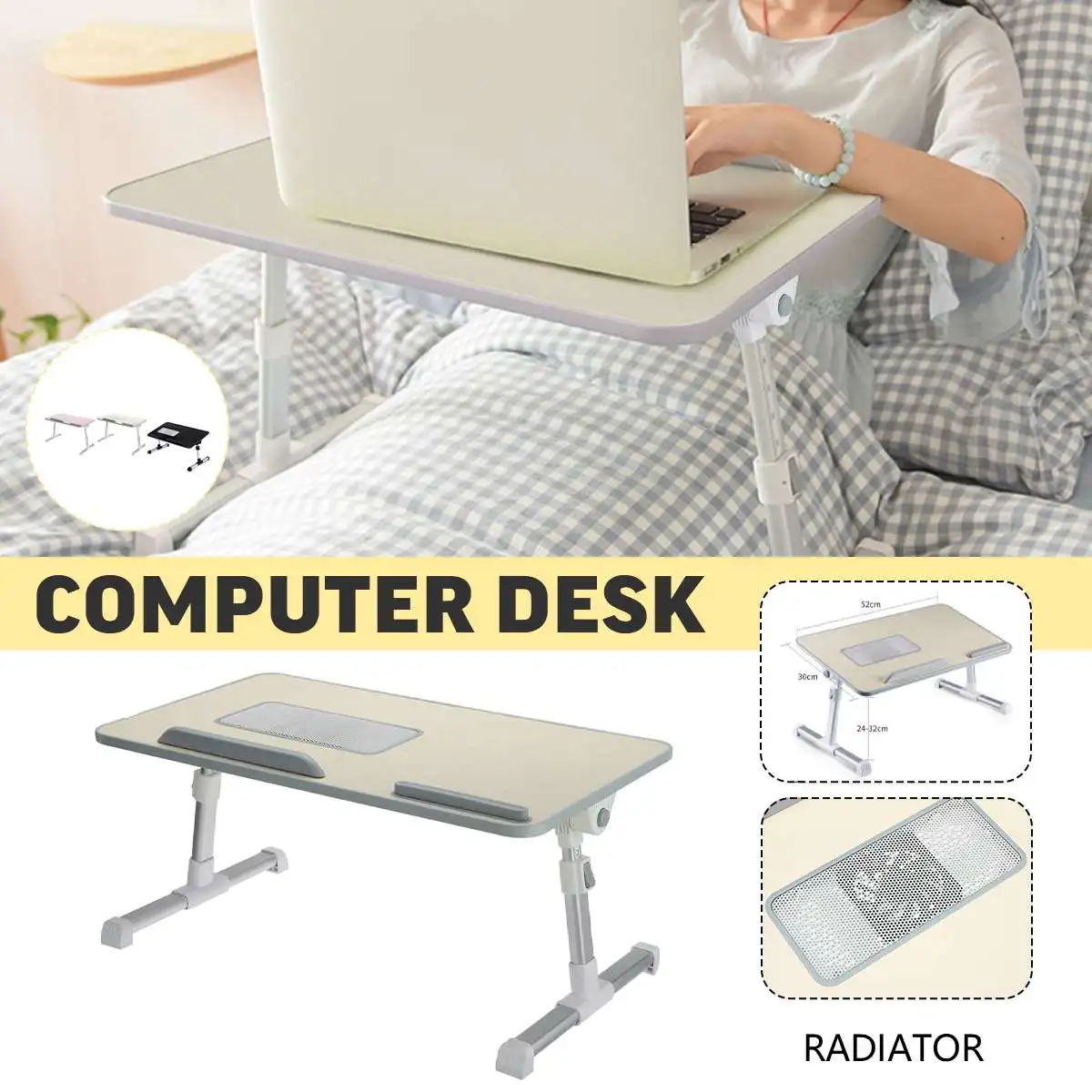 Portable Folding Laptop Stand Holder Study Table Desk Cooling Fan Foldable Computer Desk for Bed Sofa Tea Serving Table Stand ► Photo 2/6