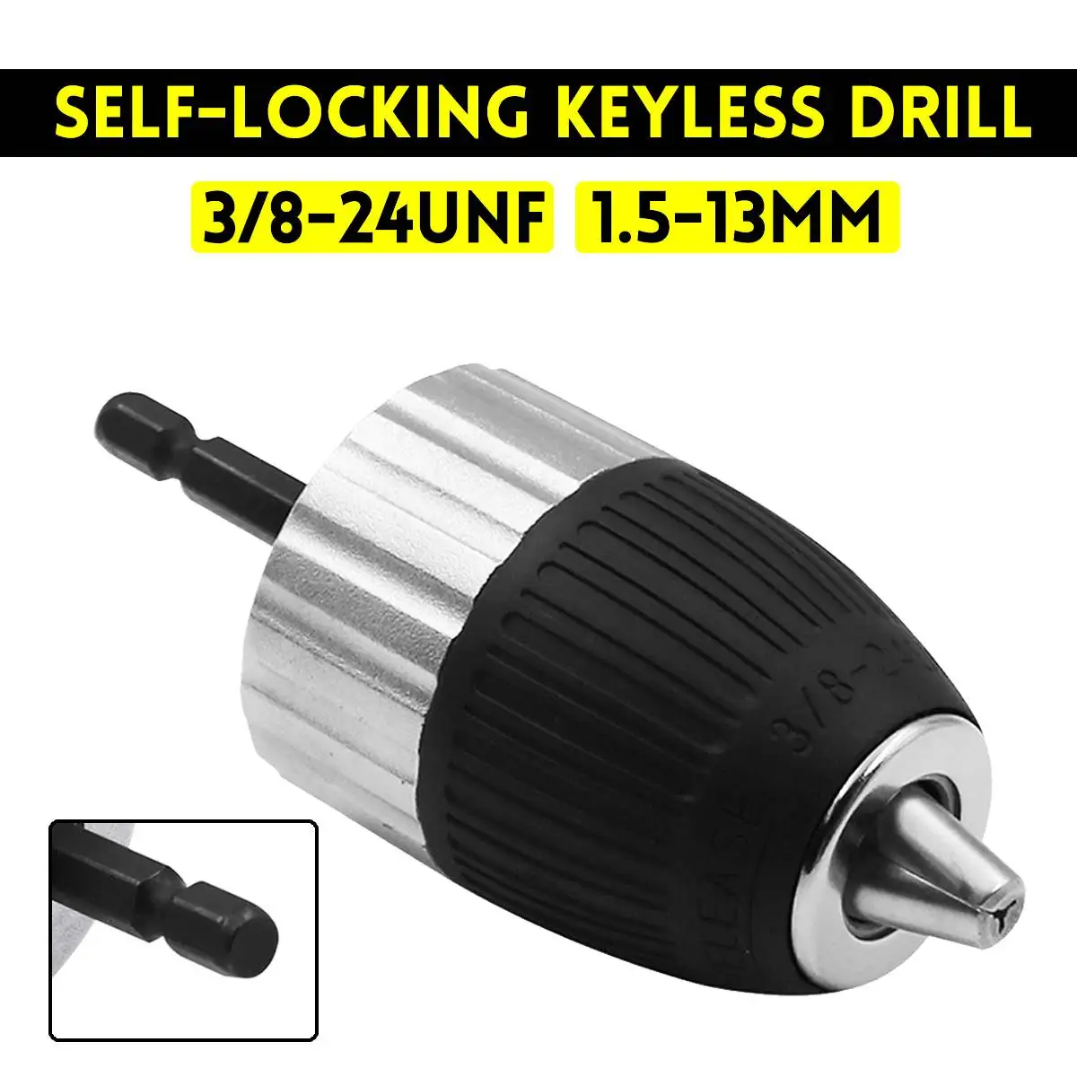 

high quality Drill Chuck 1.5-13mm Clamping range 3/8-24UNF Driver Tool Accessories Keyless Adapter Impact Hex Shank