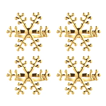 

4PCS Decorative Durable Delicate Reusable Lightweight Snowflake Napkin Ring Napkin Holder Wedding Christmas Birthday A50