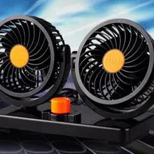 12/24V автомобильный мини-Электрический вентилятор 2 головки 360 градусов вращающийся низкая Шум кондиционер летом Портативный Регулируемый автомобильный вентилятор воздушного охлаждения