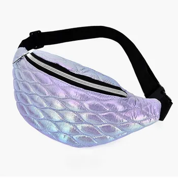 

New Women’s Fanny Pack Colorful Laser Waist Bag Chest Pouch Shoulder Belt Bag Print Leather Zipper Crossbody Bag for Women