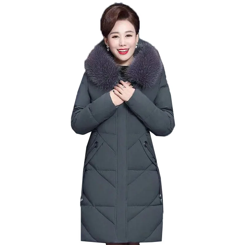 

7XLPlus size Cotton Coat Women Winter Warm Jacket Mid-Long Thick Loose Cotton Jacket Ladies Parker Coat Overcoat Mother Costume