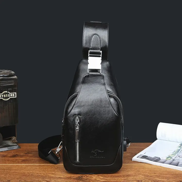 

Daishu Men Casual Shoulder Bag Korean-style Men's Bag Chest Shoulder Bag Fashion Backpack Leather Chest Pack Sports