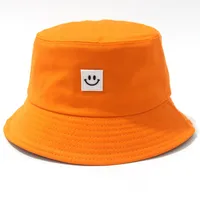 Women Simple Bucket Hat Solid Candy Colors Smile Face Sun Hat Outdoor Sports Travel Beach Caps Fishermen Hats Hip Hop Female Cap 3