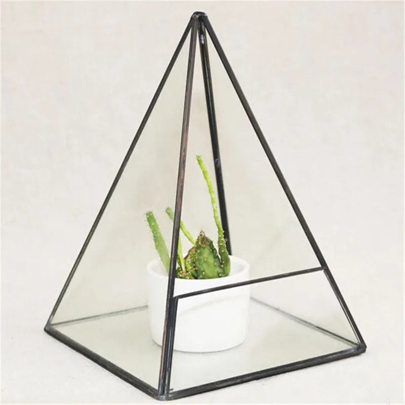 Pyramid Geometric Glass Terrarium Succulent Plants Container Planter Bonsai Flower PotGardening Decoration 2