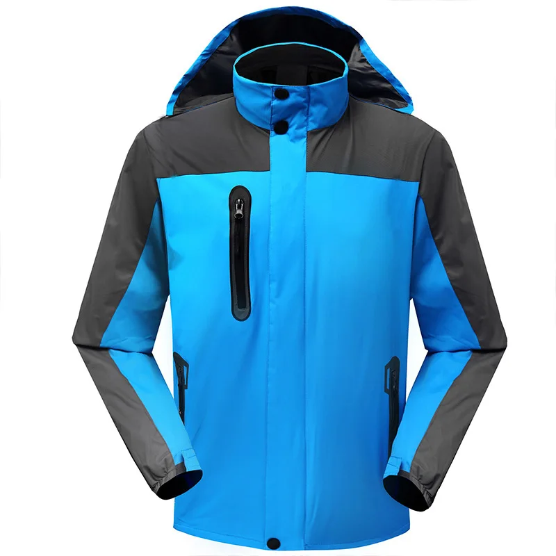 Зимние уличные плащ куртка предприятий Водонепроницаемый «Три в одном» предметов Альпинизм плюс толстый бархат - Цвет: Turquoise Blue