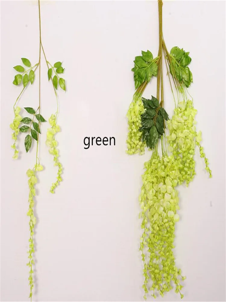 7 Colors Elegant Artificial Silk Flower Wisteria Flower Vine Rattan For Garden Home Wedding Decoration Supplies 75cm and 110cm A - Цвет: Зеленый