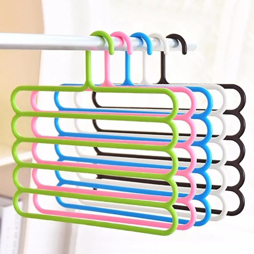 

Fashion Trousers Hanger Five layer Pants Hanger Magic Closet Organizer Clothes Rack multi port Space Saving Hanger
