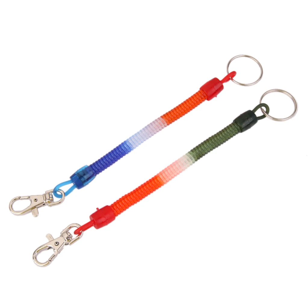 24 Pcs Retractable Spiral Stretch String Keychain Key Ring Chain Keyring