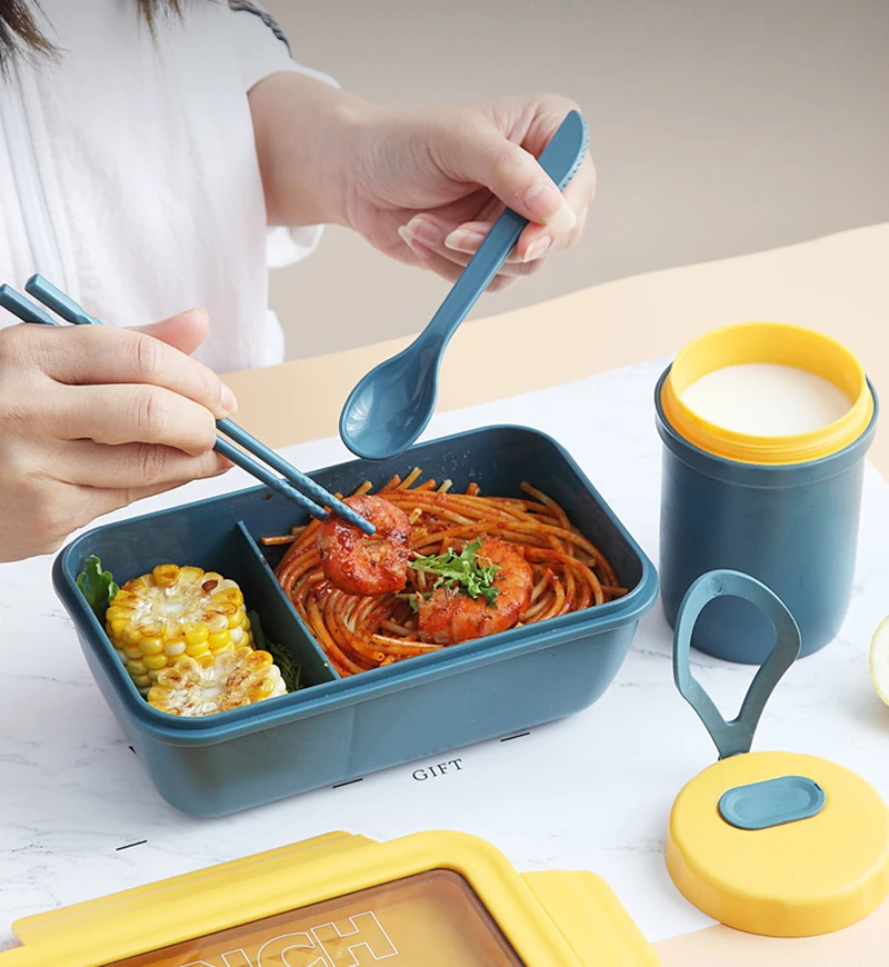 Eco-friendly Lunch Box BPA Free Microwave Safe with Cutlery 1100ml Sadoun.com