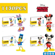 

New Disney Donald Duck Mickey Minnie Daisy Mouse Castle Model Figures Building Block Anime Brick Toys Gift Kid