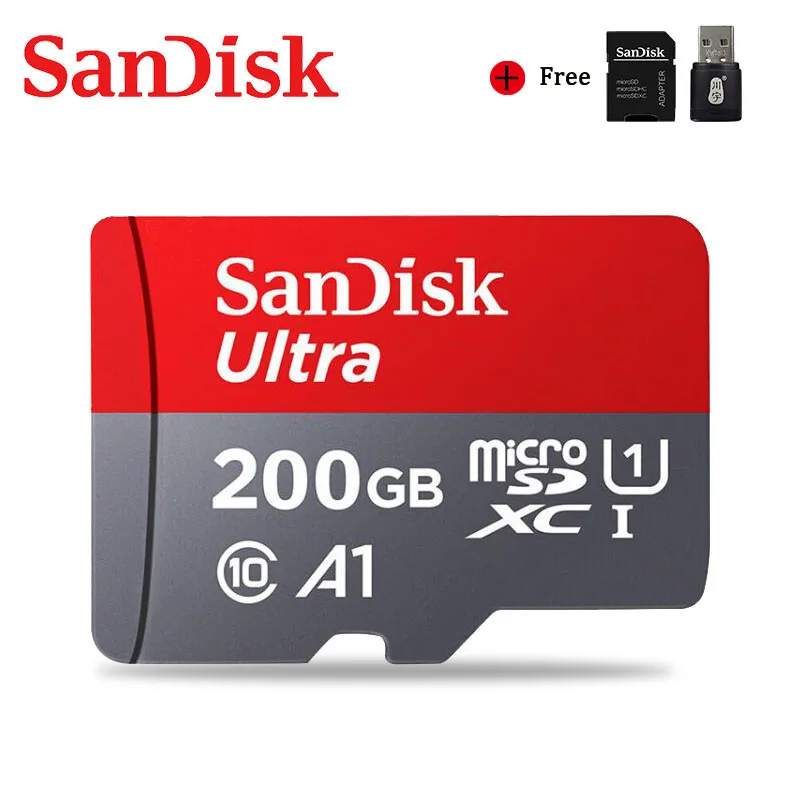 200GB Adp CYCR Двойной Флеш-накопитель SanDisk Memory Card A1 400 Гб 256 ГБ 200 ГБ 128 Гб 64 ГБ, Micro sd карта, Class10 32 Гб оперативной памяти, 16 Гб встроенной памяти, карта памяти Microsd TF/SD флеш-карта для смартфона - Емкость: 200GB Adp CYCR
