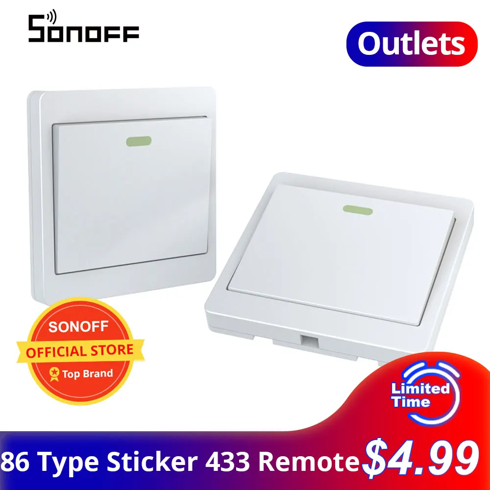 Наклейка на выключатель SONOFF 433 с пультом дистанционного управления 86 типа RF МГц