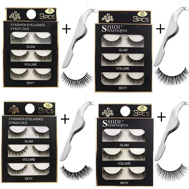SHIDISHANGPIN eyelashes kit natural false 3D mink lashes makeup soft fake eyelash set extension hand made make up kits | Красота и