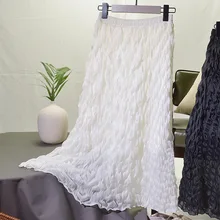 Новинка весны, однотонная уличная юбка с высокой талией для женщин, Ретро стиль, модная свободная повседневная юбка в складку Y811