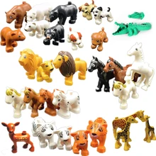 Único grande tijolos compatível blocos duplos série animal modelo figuras bloco de construção dinossauro elefante crianças brinquedos educativos