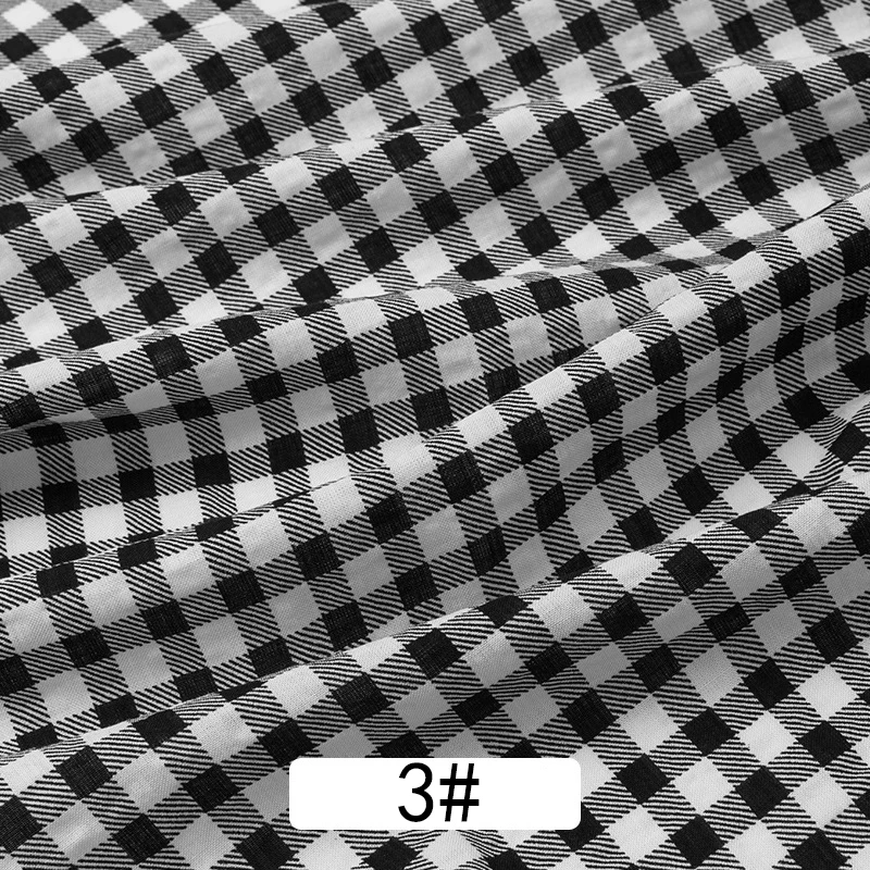

Soft Black And White Plaid Printed Cotton Fabric For Dress Shirts, Gray, Red, Green And Pink, By The Meter