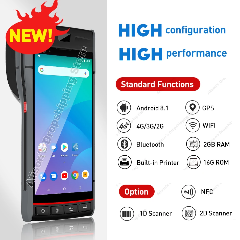 PDA сканер Android 8 1 5 дюймовый КПК 1D 2D QR штрих кода pos терминал NFC 4G WiFi GPS камера беспроводной прочный