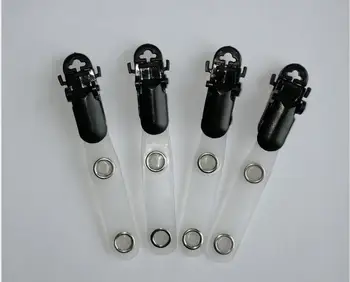 

500pcs/Lot Wholesale Clip Black Round Tail Plastic Flap Chest Card Cover Clip With PVC Tape Badge Clip 002