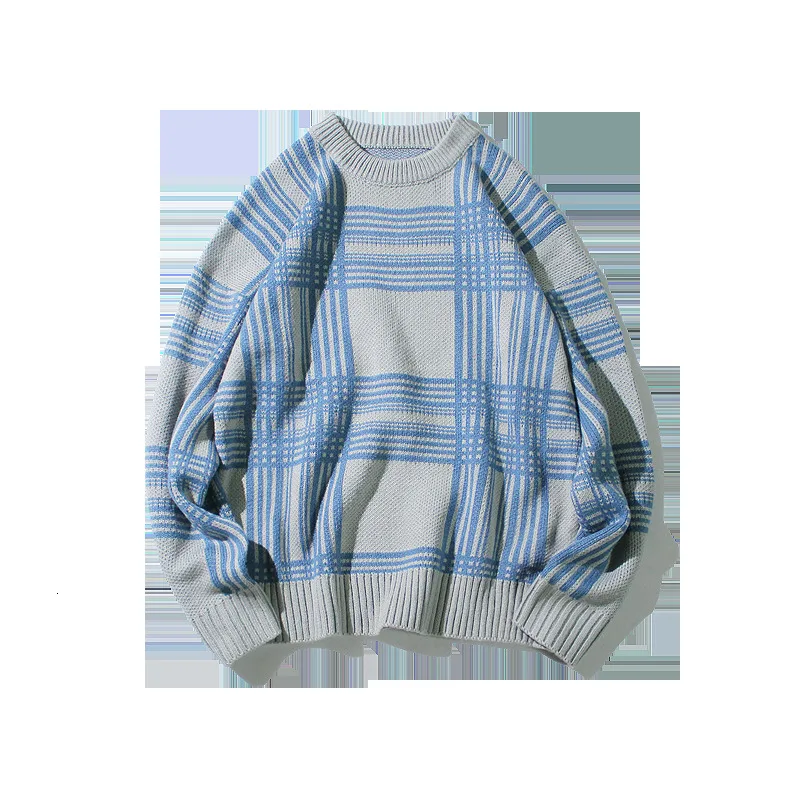YUECHE Autumn And Winter Men's New Striped Contrast Color Round Neck Long-sleeved Sweater Casual Loose Youth Popular YUECHE Autumn And Winter Men's New Striped Contrast Color Round Neck Long-sleeved Sweater Casual Loose Youth Popular